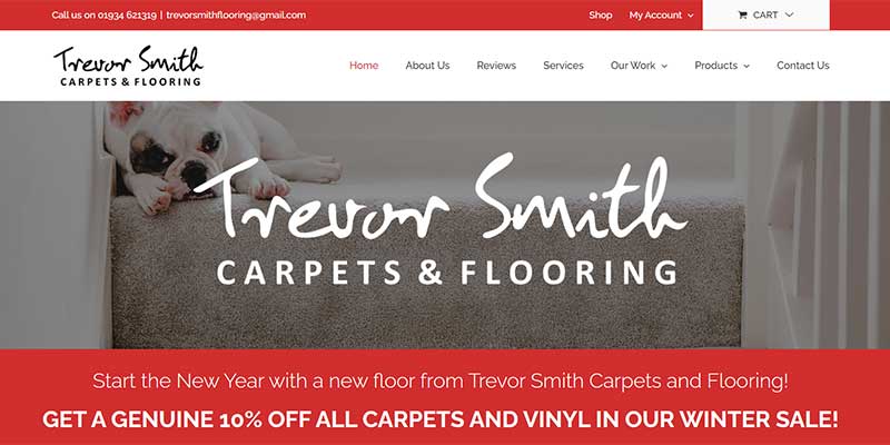 Trevor Smith Flooring website designed by Aqueous