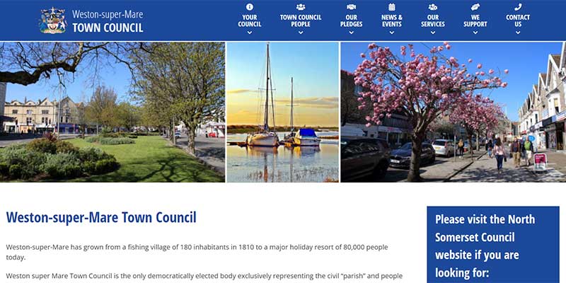 Weston-super-Mare Town Council website designed by Aqueous